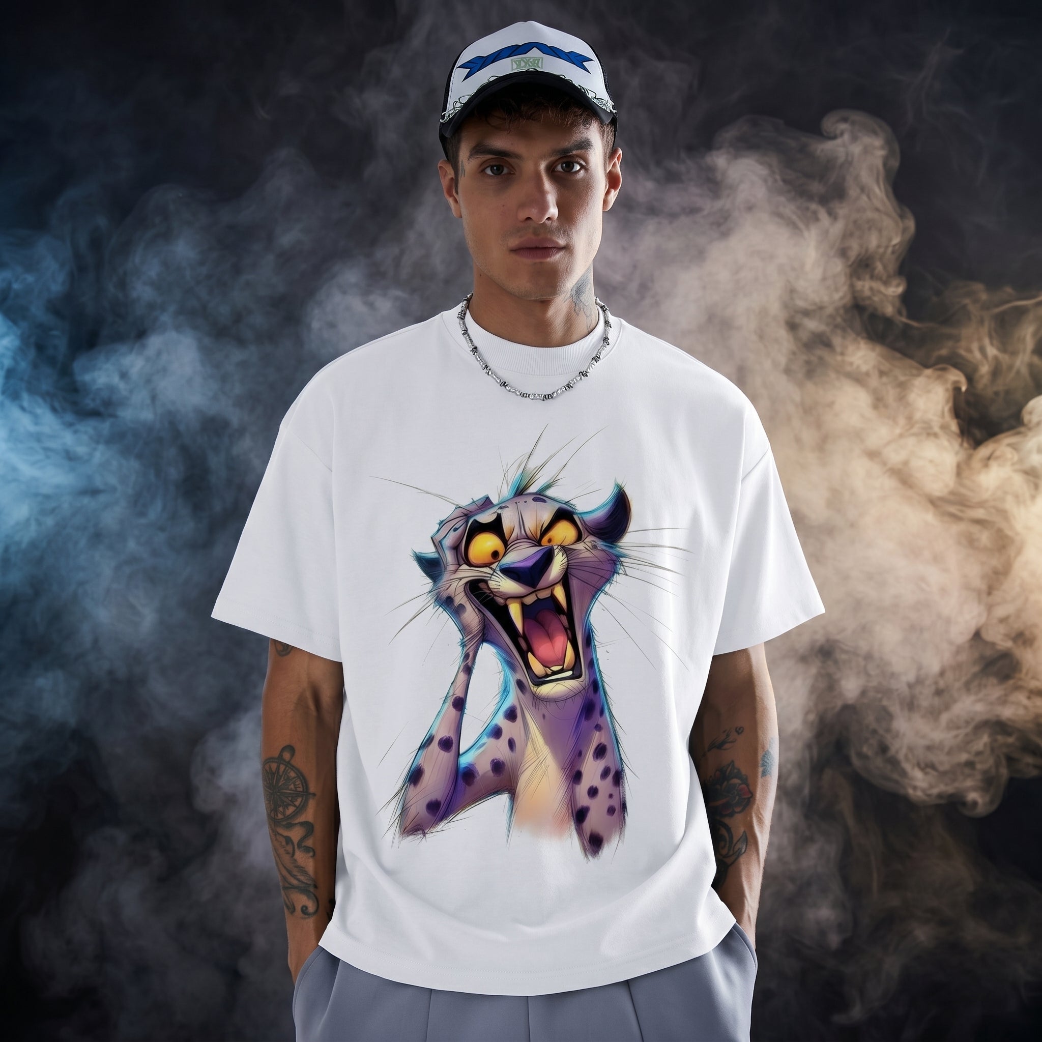 Tiger Face Oversized Graphic Printed T-shirt