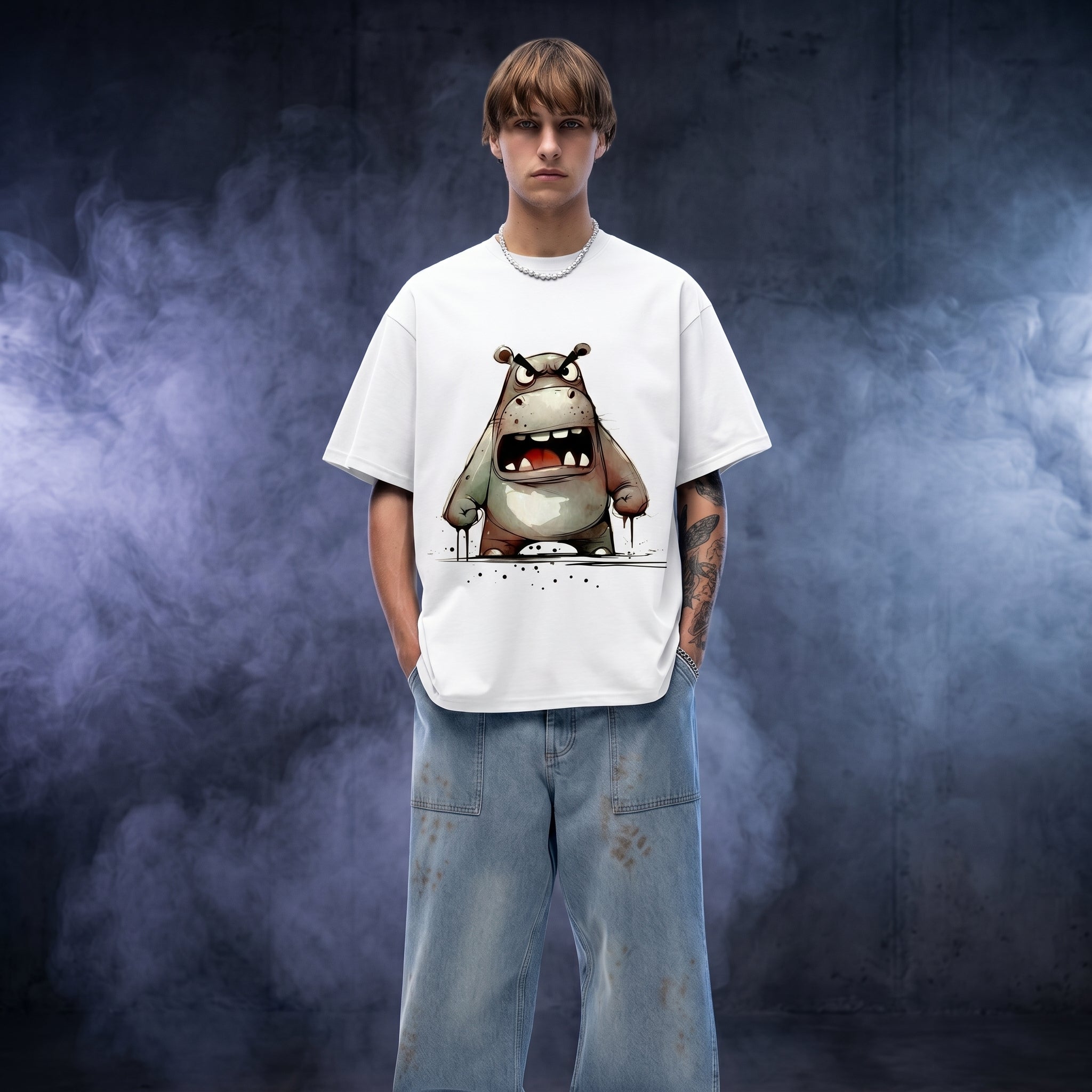 Pig-Tusk Oversized Graphic Printed T-shirt
