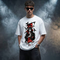 Ninja Red Art Oversized Graphic Printed T-shirt