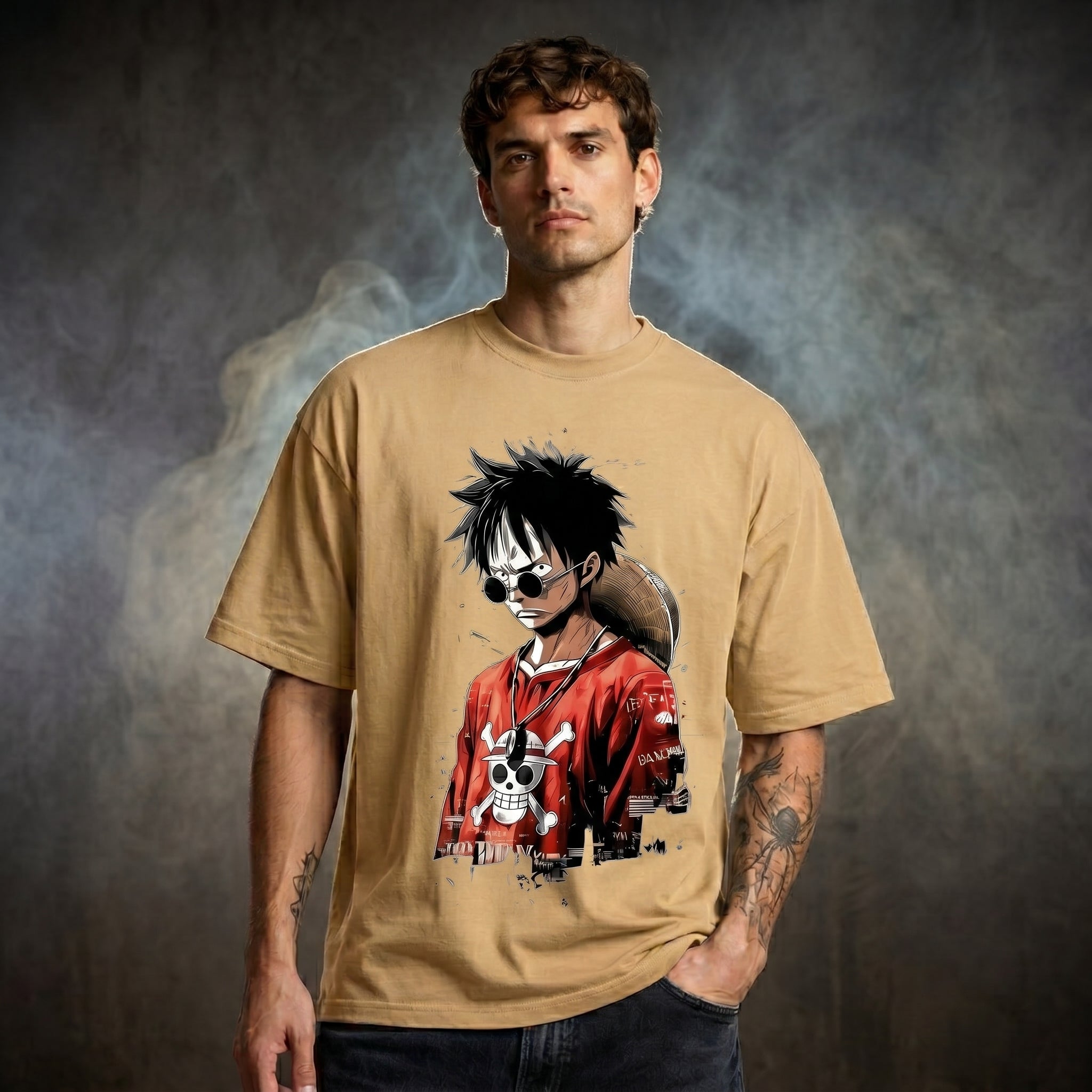 Korean Men Art Oversized Graphic Printed T-shirt