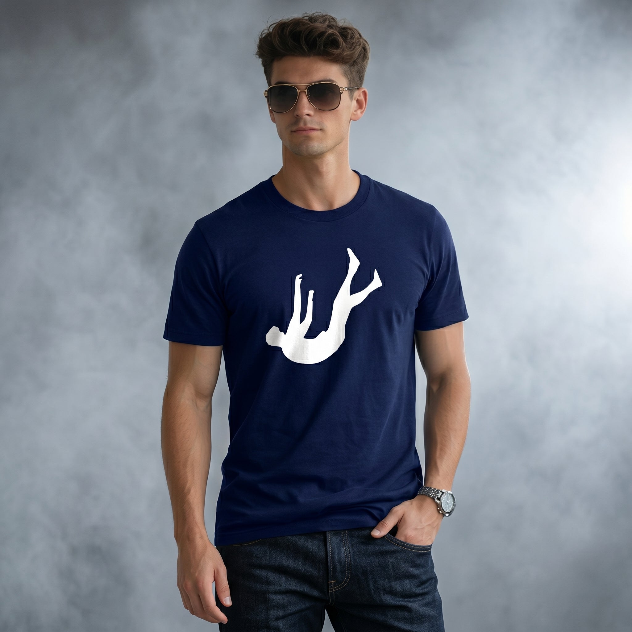 Falling Men Art Normal Size Graphic Printed T-shirt
