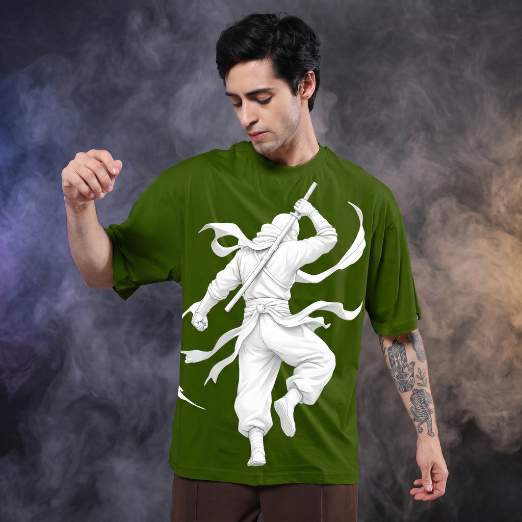 Samurai Art Oversized Graphic Printed T-shirt
