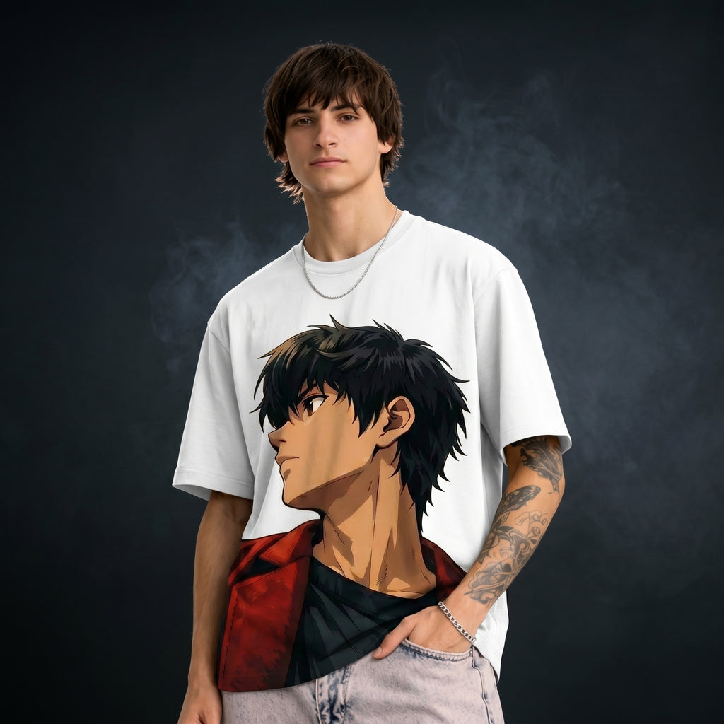 Men in Attitude Oversized Graphic Printed T-shirt