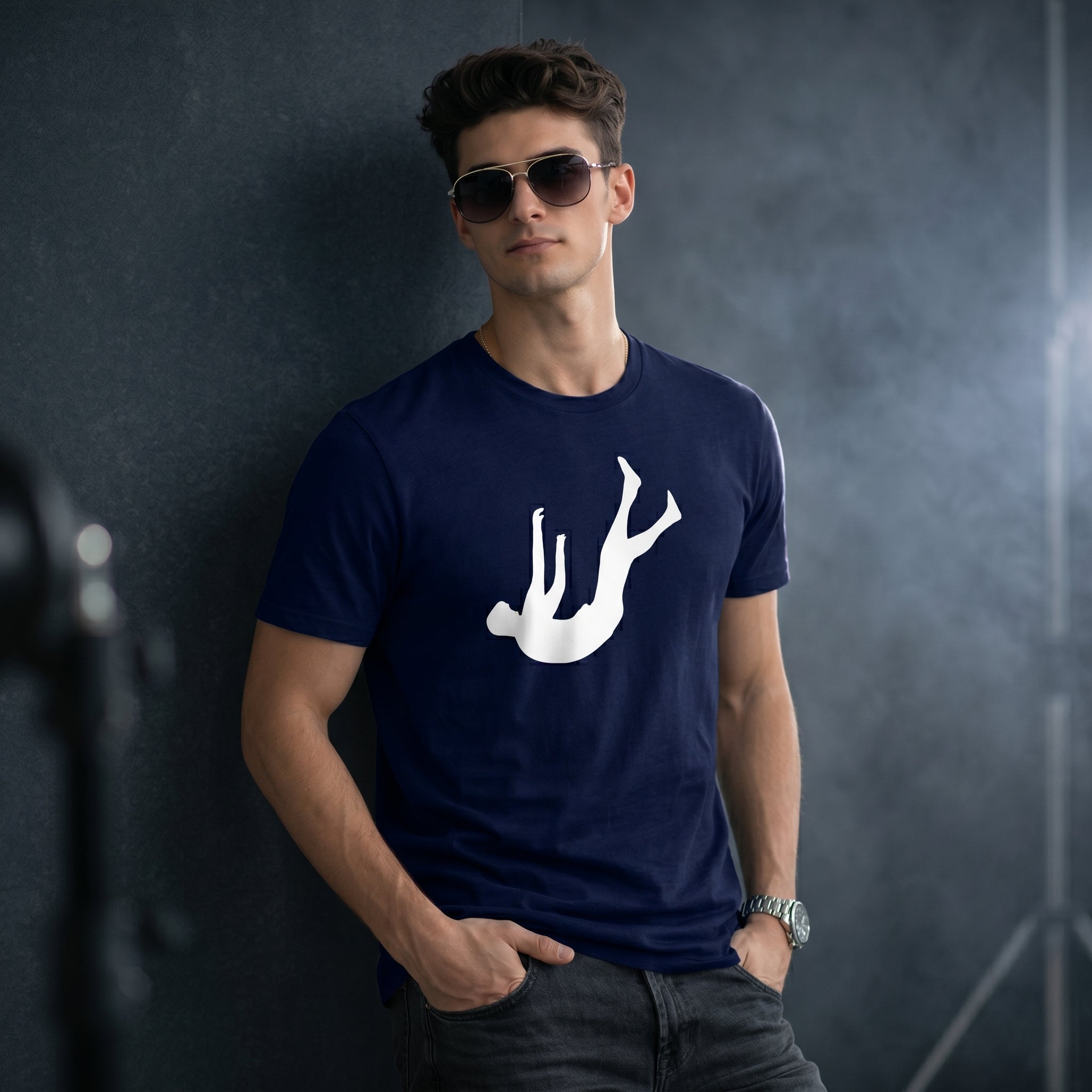 Falling Men Art Normal Size Graphic Printed T-shirt