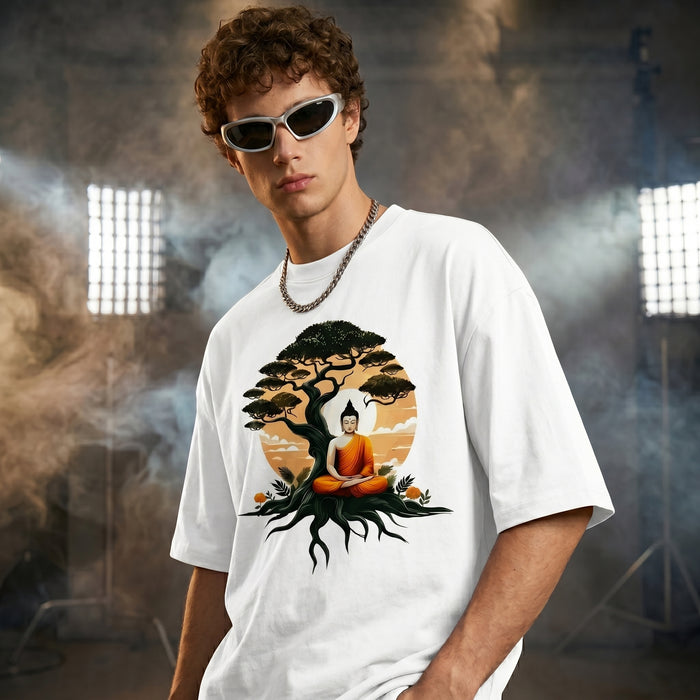 White Oversized Graphic Printed T-shirt