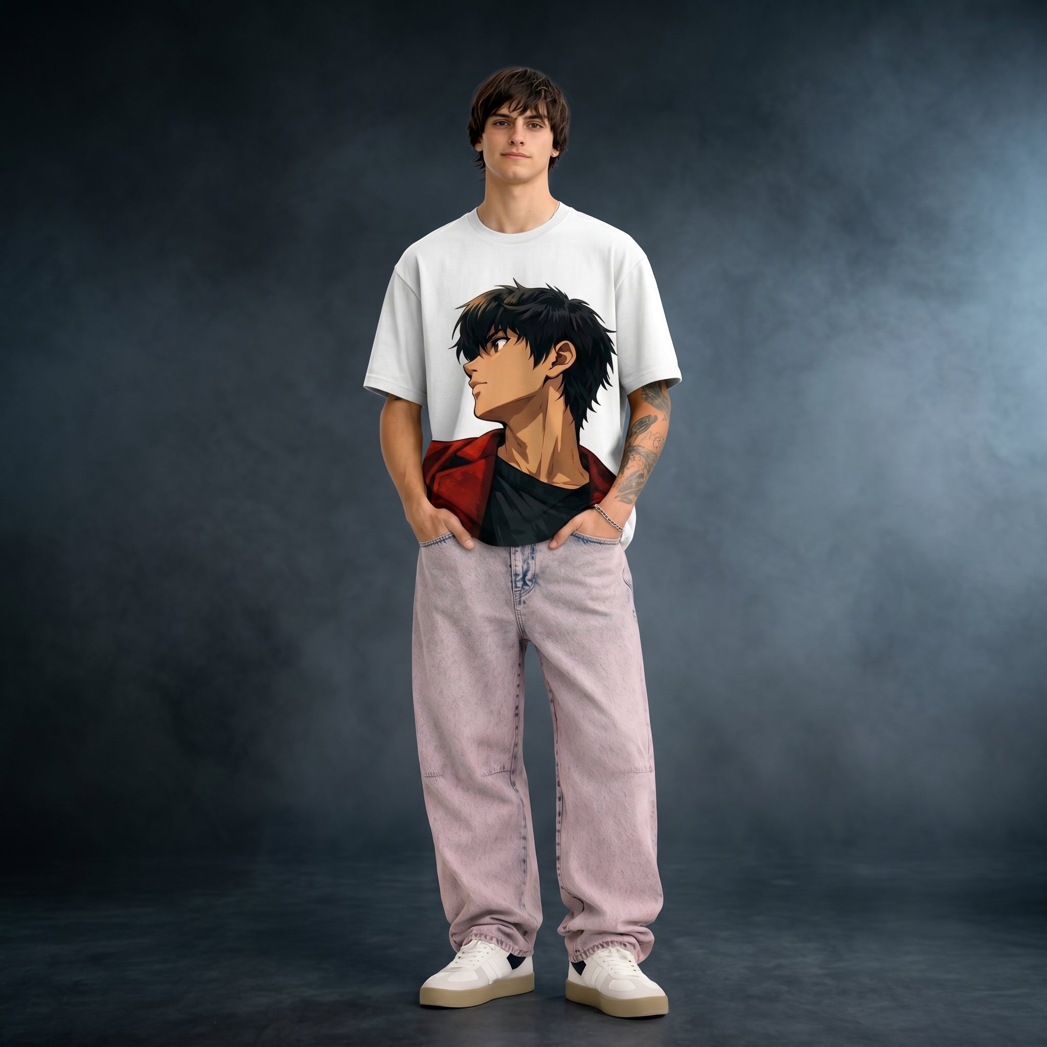 Men in Attitude Oversized Graphic Printed T-shirt