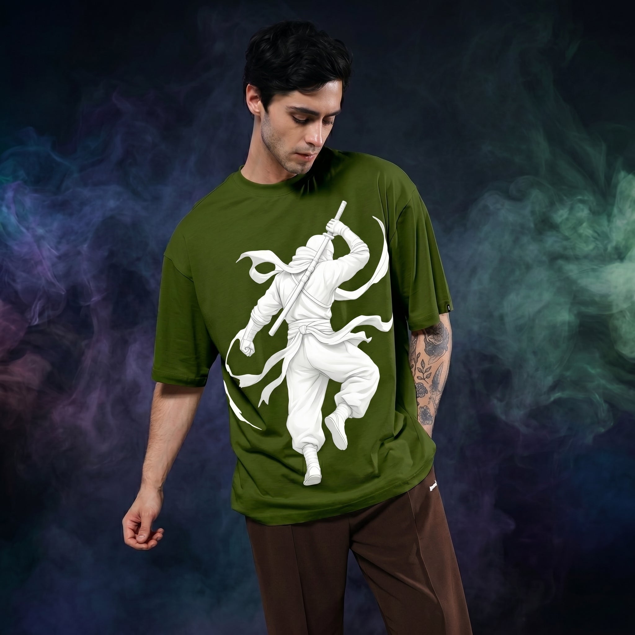 Samurai Art Oversized Graphic Printed T-shirt