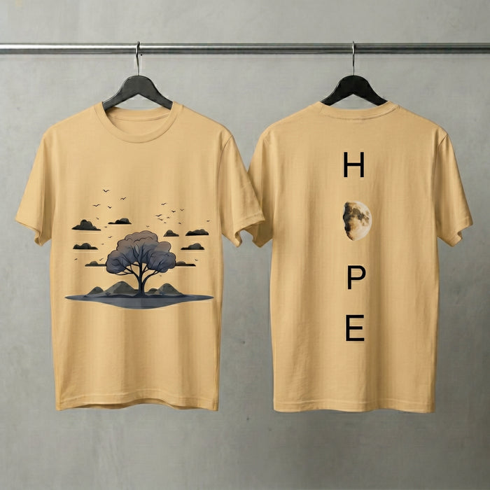 Beige Oversized Graphic Printed T-shirt