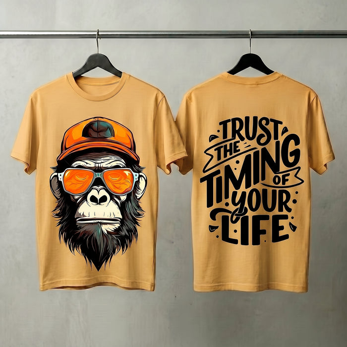 Beige Oversized Graphic Printed T-shirt