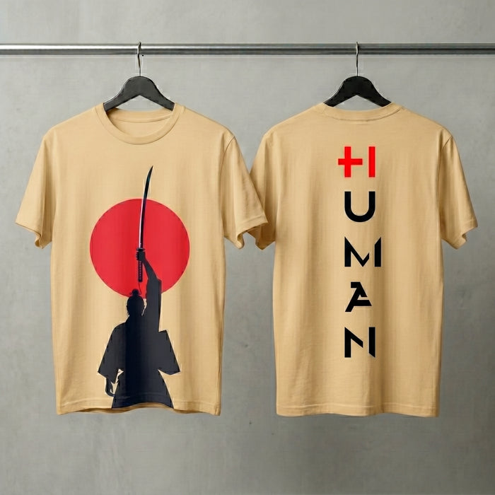 Beige Oversized Graphic Printed T-shirt